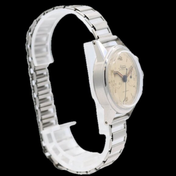 Vintage 32mm Minerva Men's Chronograph Wristwatch Valjoux 69 Swiss Steel Rare - Picture 4 of 7